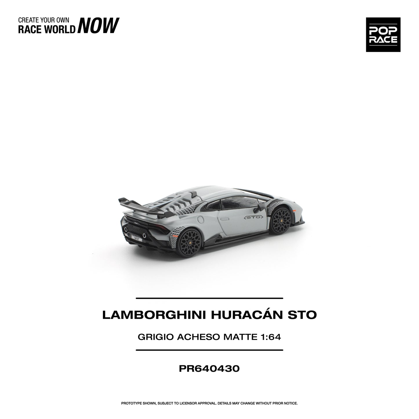 (PRE-ORDER) POPRACE 1:64 LAMBORGHINI HURACAN STO GRIGIO ACHESO MATTE PR640430