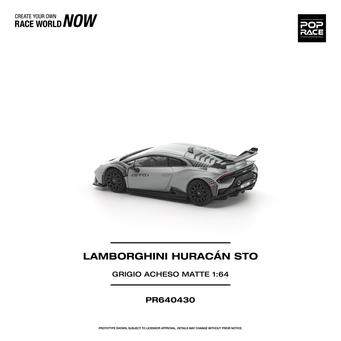(PRE-ORDER) POPRACE 1:64 LAMBORGHINI HURACAN STO GRIGIO ACHESO MATTE PR640430