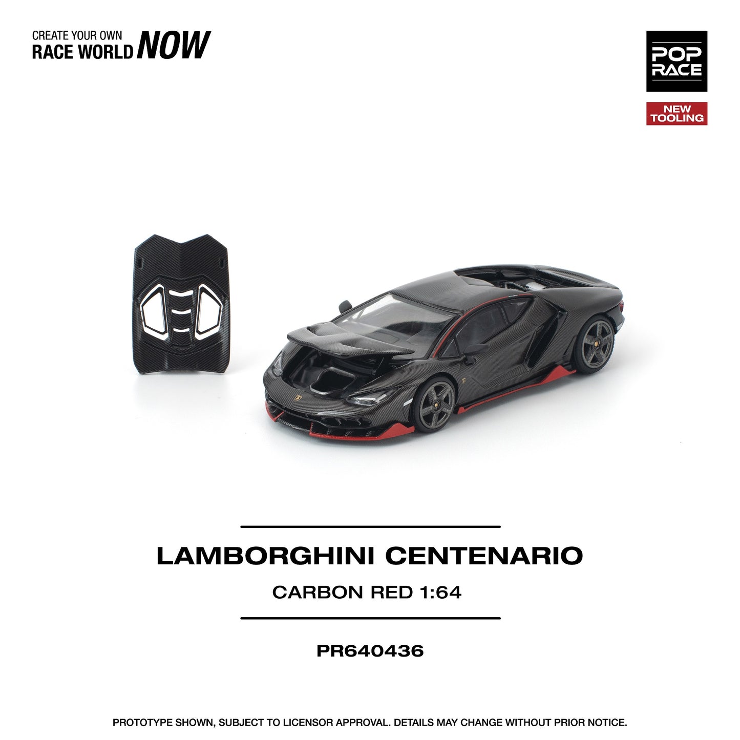 (PRE-ORDER) POPRACE 1:64 LAMBORGHINI CENTENARIO CARBON/RED PR640436