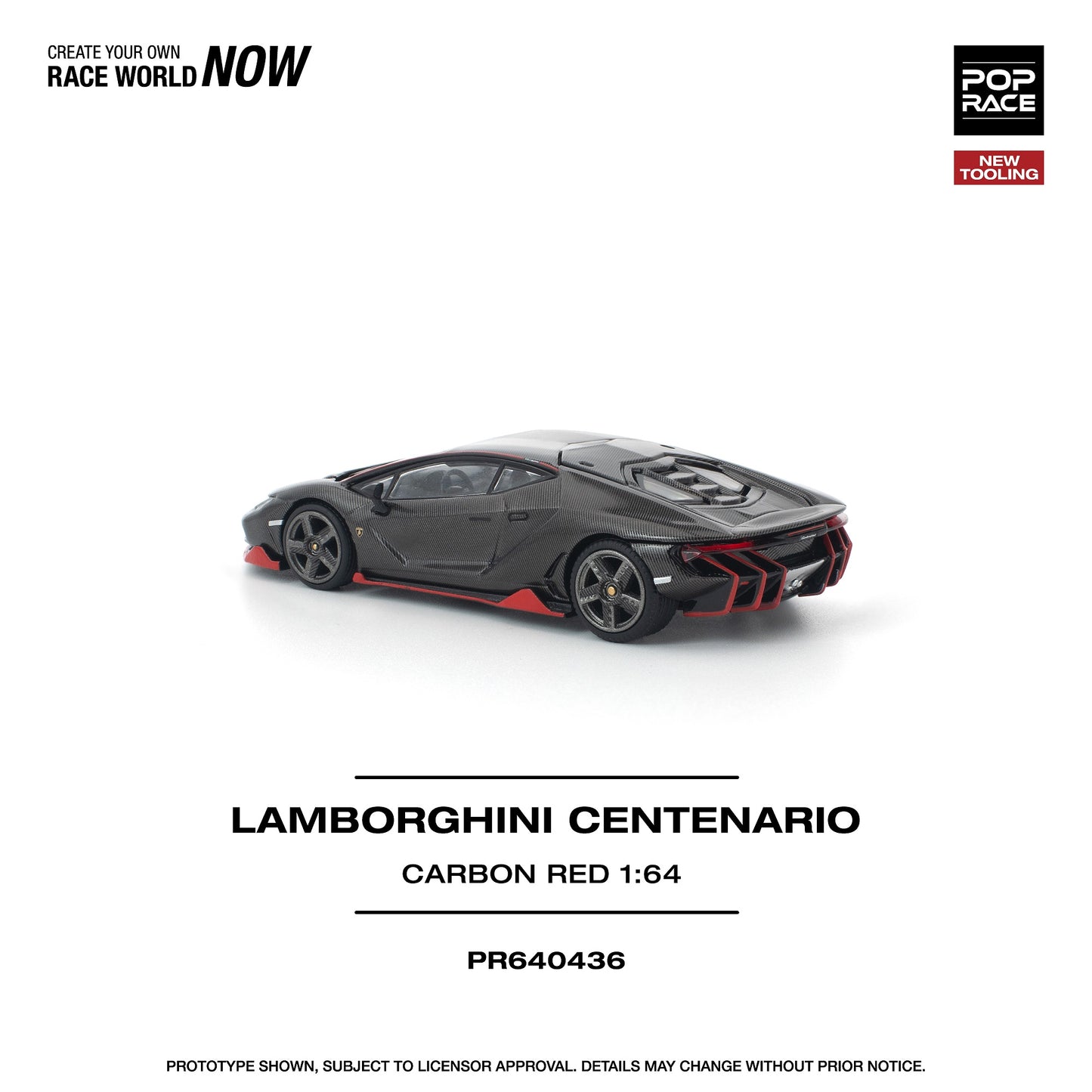 (PRE-ORDER) POPRACE 1:64 LAMBORGHINI CENTENARIO CARBON/RED PR640436
