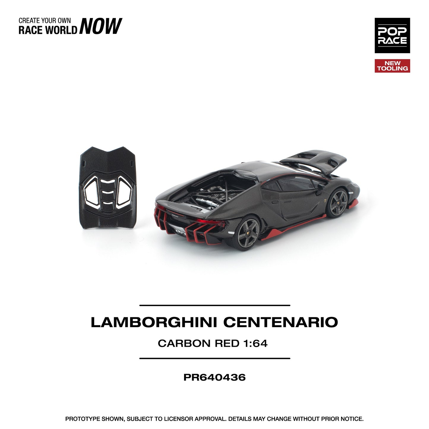 (PRE-ORDER) POPRACE 1:64 LAMBORGHINI CENTENARIO CARBON/RED PR640436