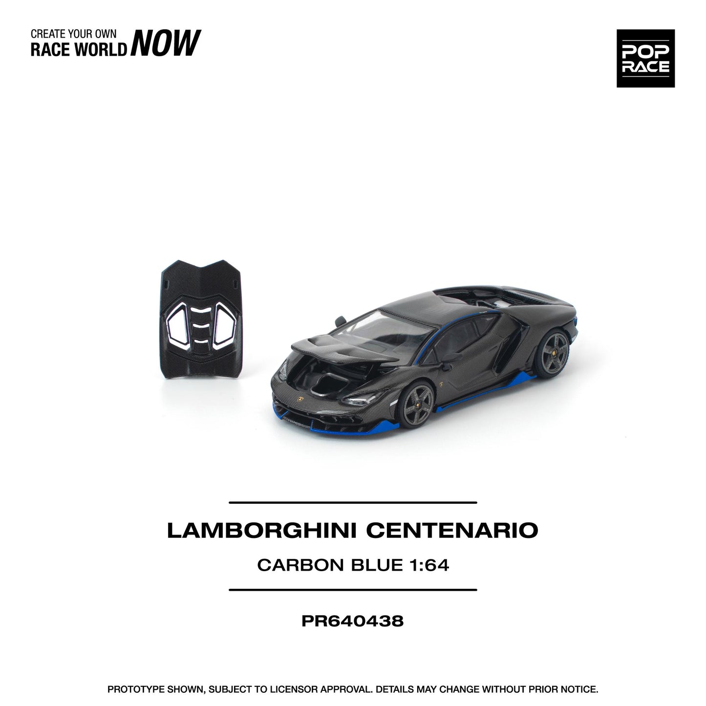 (PRE-ORDER) POPRACE 1:64 LAMBORGHINI CENTENARIO CARBON BLUE PR640438