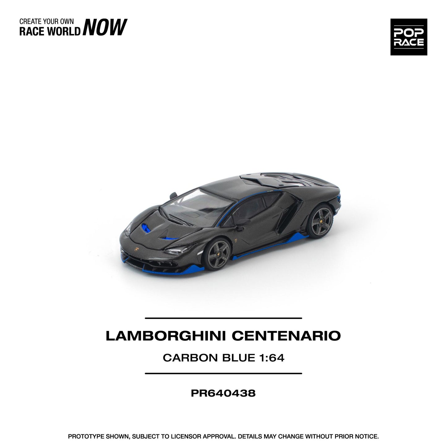 (PRE-ORDER) POPRACE 1:64 LAMBORGHINI CENTENARIO CARBON BLUE PR640438