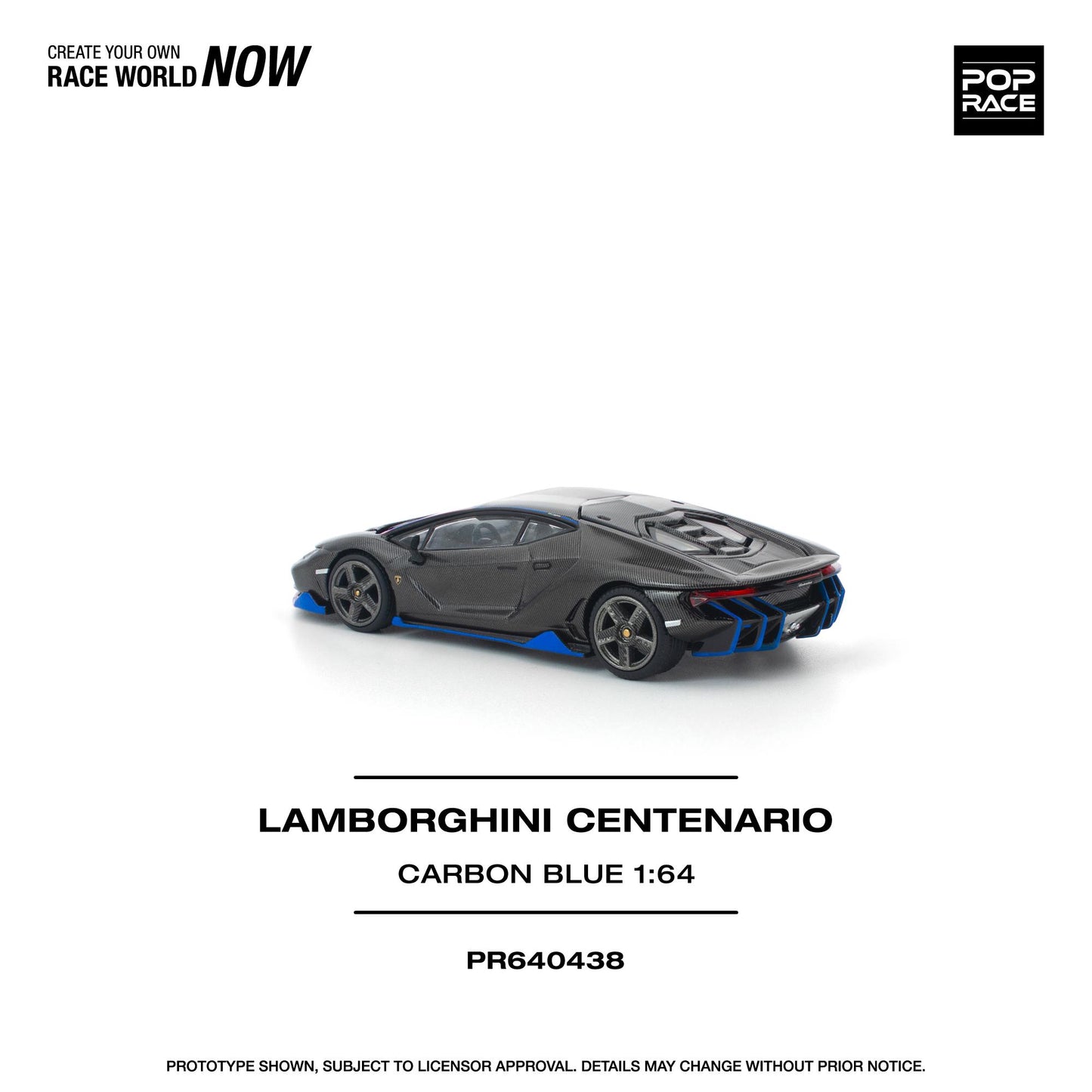 (PRE-ORDER) POPRACE 1:64 LAMBORGHINI CENTENARIO CARBON BLUE PR640438