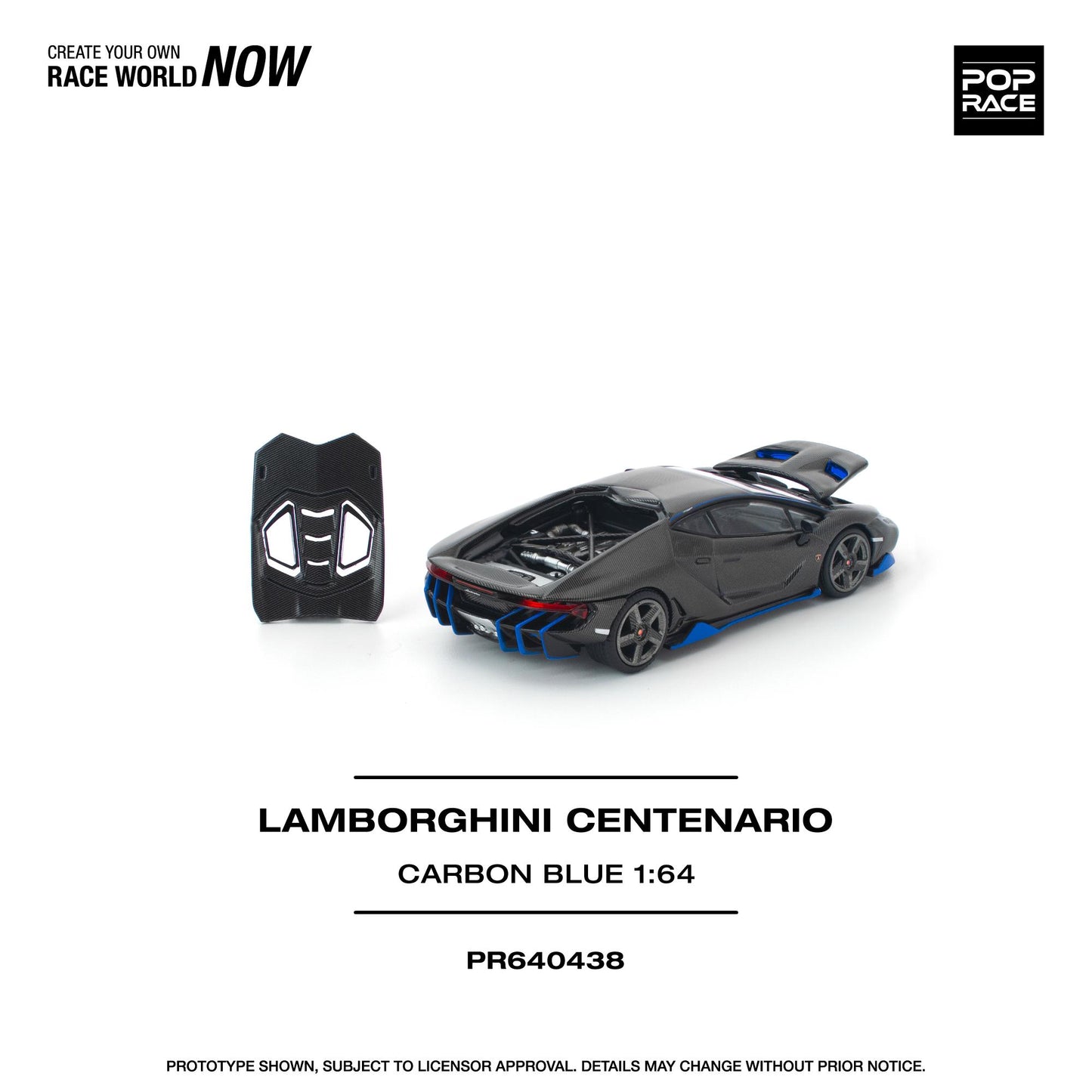 (PRE-ORDER) POPRACE 1:64 LAMBORGHINI CENTENARIO CARBON BLUE PR640438