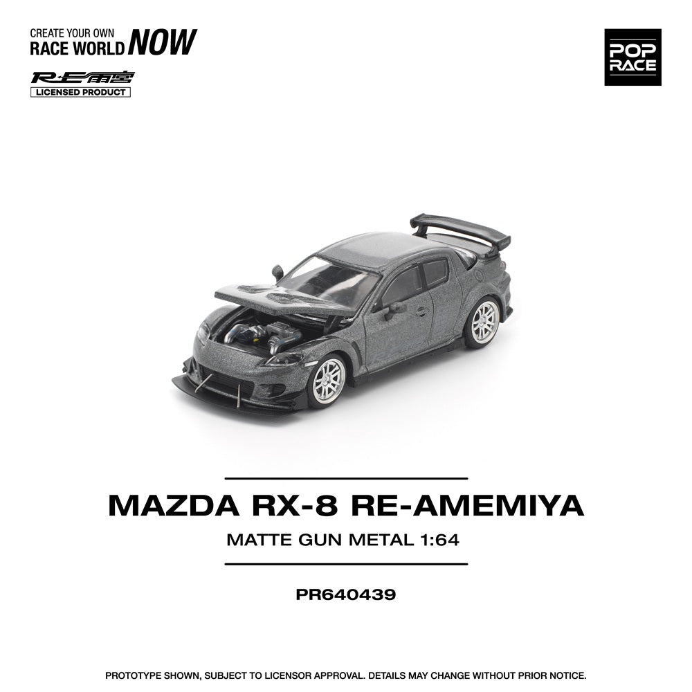 (PRE-ORDER) POPRACE 1:64 MAZDA RX-8 RE-AMEMIYA GUN METAL PR640439