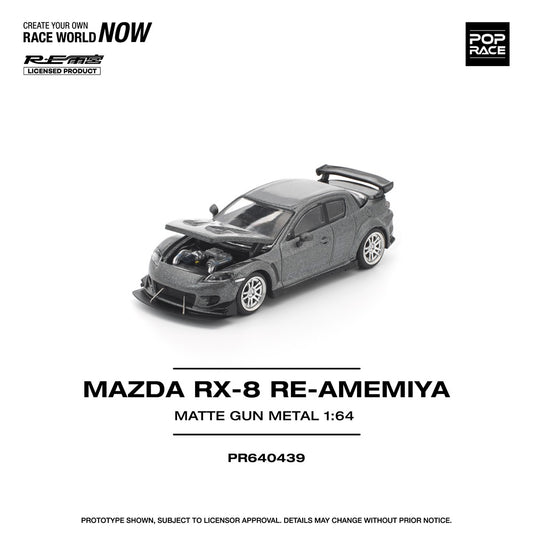 (PRE-ORDER) POPRACE 1:64 MAZDA RX-8 RE-AMEMIYA GUN METAL PR640439