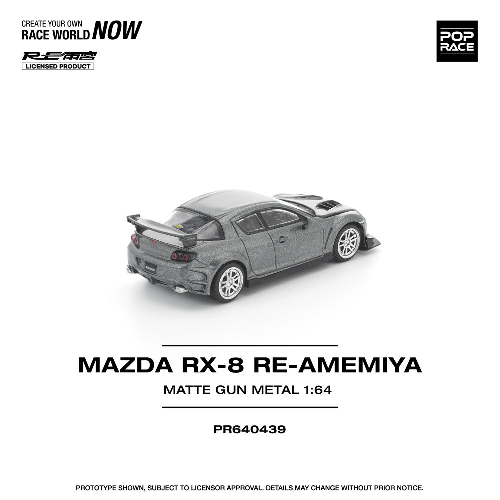 (PRE-ORDER) POPRACE 1:64 MAZDA RX-8 RE-AMEMIYA GUN METAL PR640439