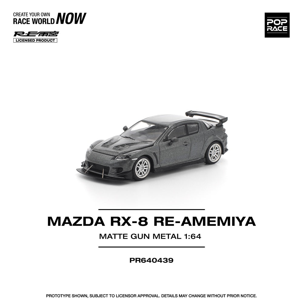 (PRE-ORDER) POPRACE 1:64 MAZDA RX-8 RE-AMEMIYA GUN METAL PR640439