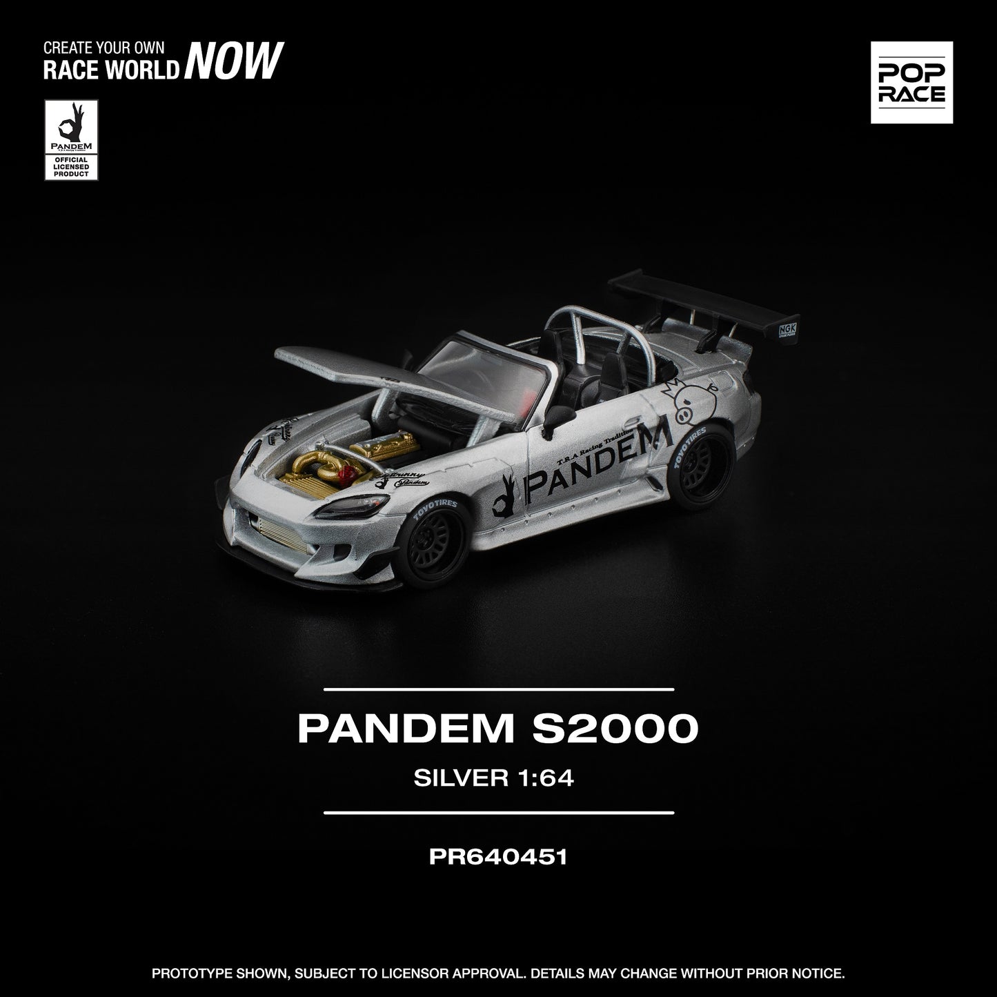(PRE-ORDER) POPRACE 1:64 PANDEM S2000 SILVER PR640451