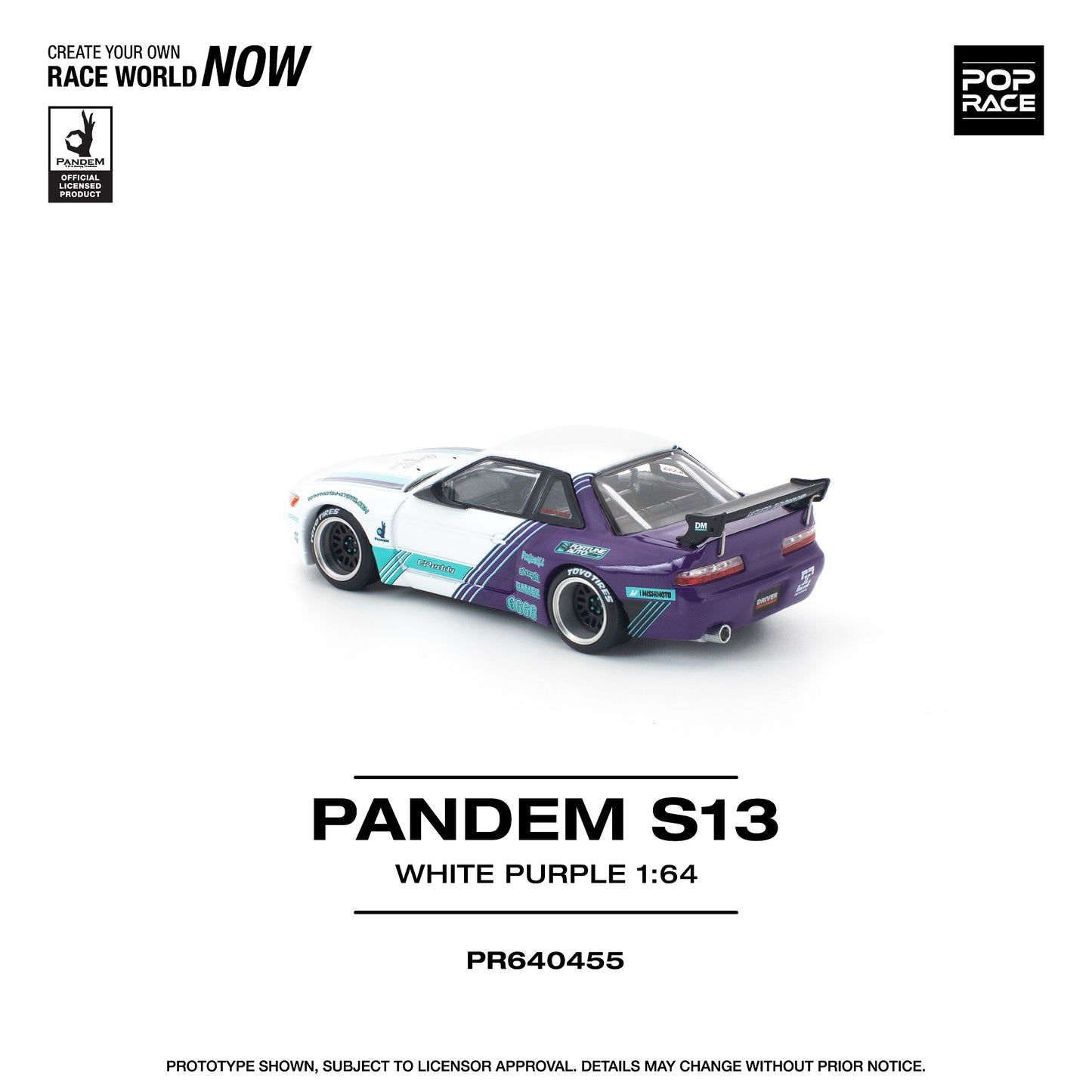 (PRE-ORDER) POPRACE 1:64 PANDEM S13 WHITE PURPLE PR640455
