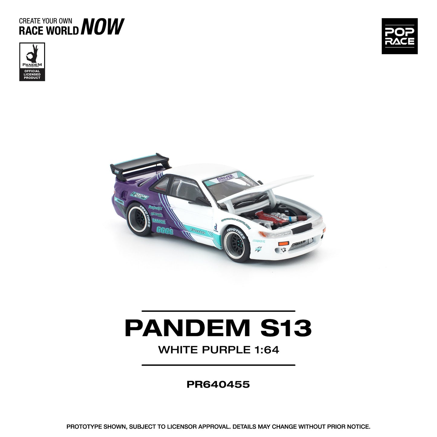 (PRE-ORDER) POPRACE 1:64 PANDEM S13 WHITE PURPLE PR640455