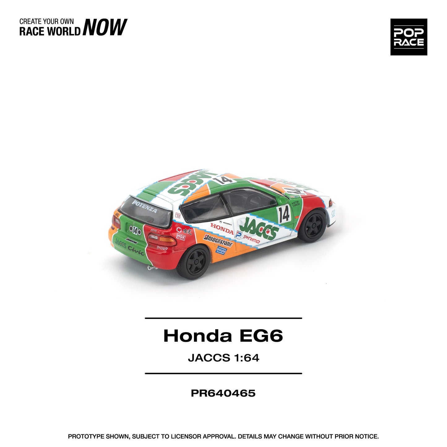 (PRE-ORDER) POPRACE 1:64 HONDA CIVIC (EG6) JACCS PR640465