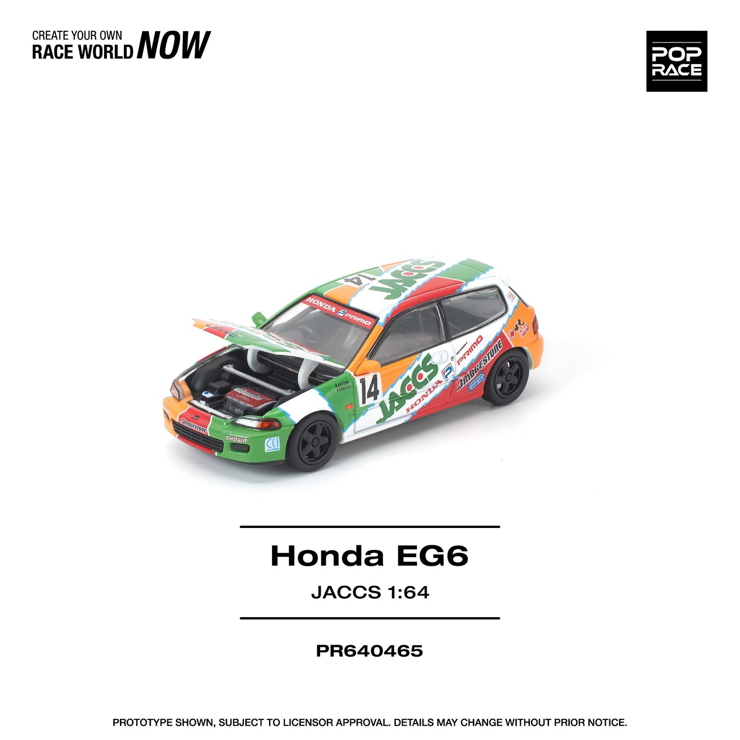 (PRE-ORDER) POPRACE 1:64 HONDA CIVIC (EG6) JACCS PR640465