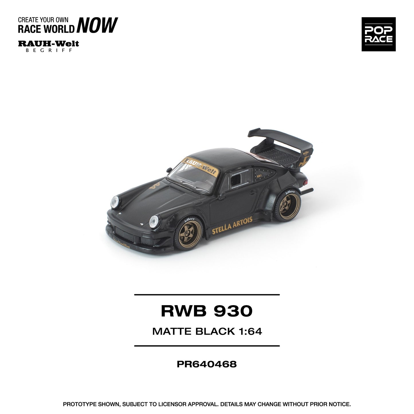 (PRE-ORDER) POPRACE 1:64 RWB 930 MATTE BLACK "STELLA ARTOIS" PR640468
