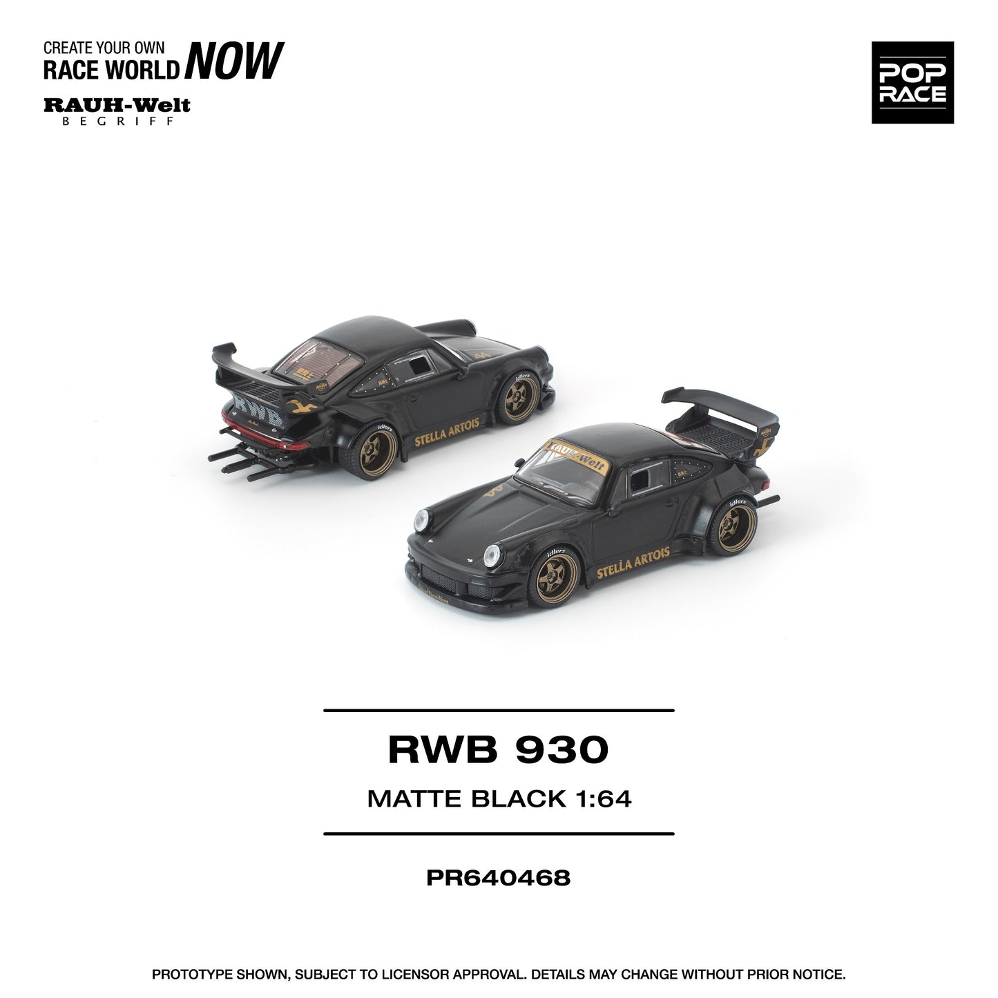 (PRE-ORDER) POPRACE 1:64 RWB 930 MATTE BLACK "STELLA ARTOIS" PR640468