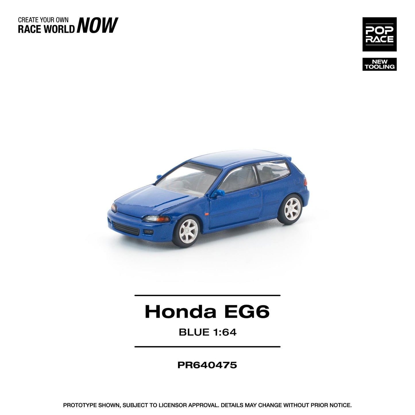(PRE-ORDER) POPRACE 1:64 HONDA CIVIC (EG6) CAPTIVA BLUE PR640475
