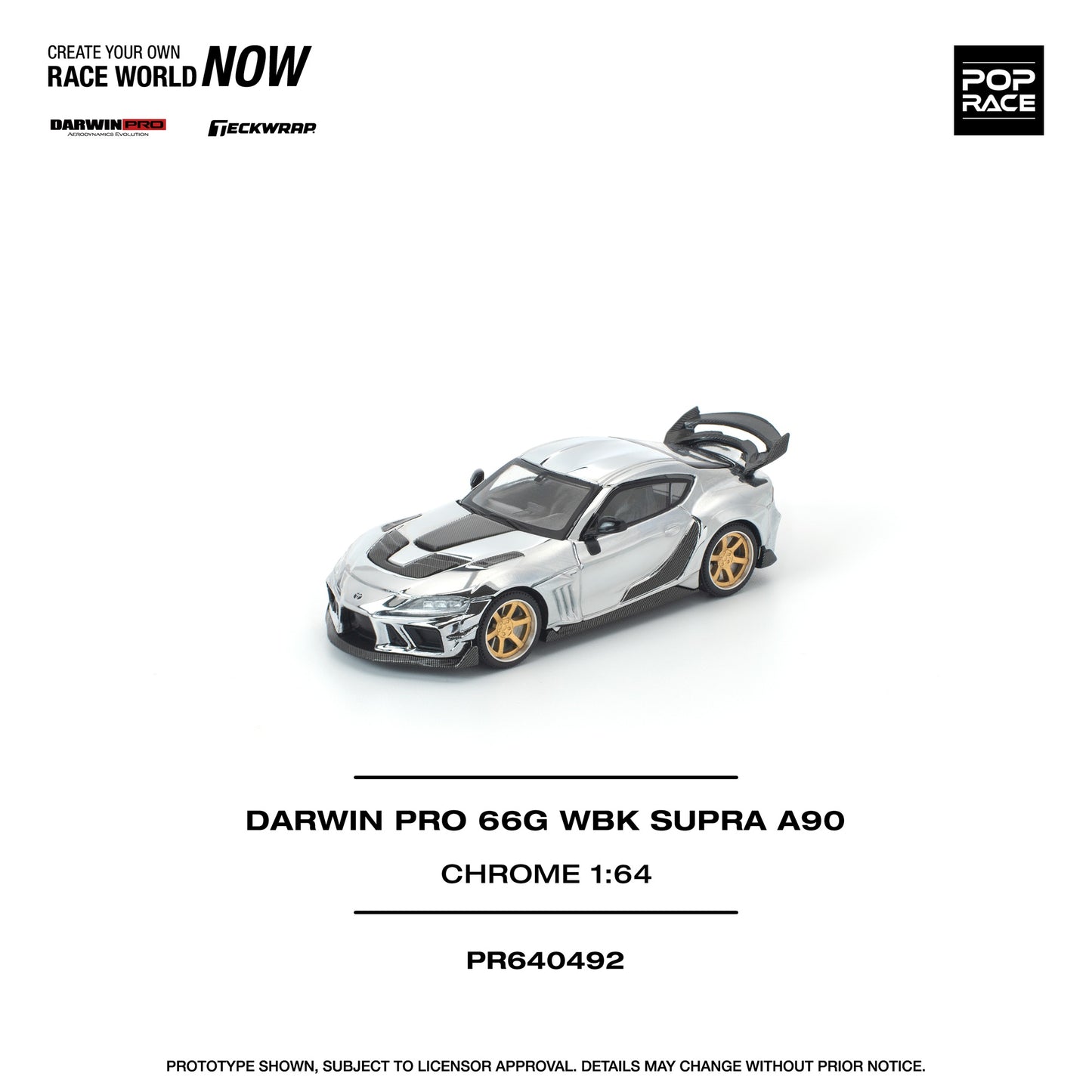 (PRE-ORDER) POPRACE 1:64 DARWIN PRO 66G WBK SUPRA A90 SILVER CHROME PR640492