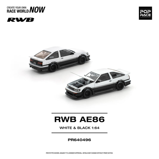 (PRE-ORDER) POPRACE 1:64 RWB AE86 WHITE BLACK PR640496