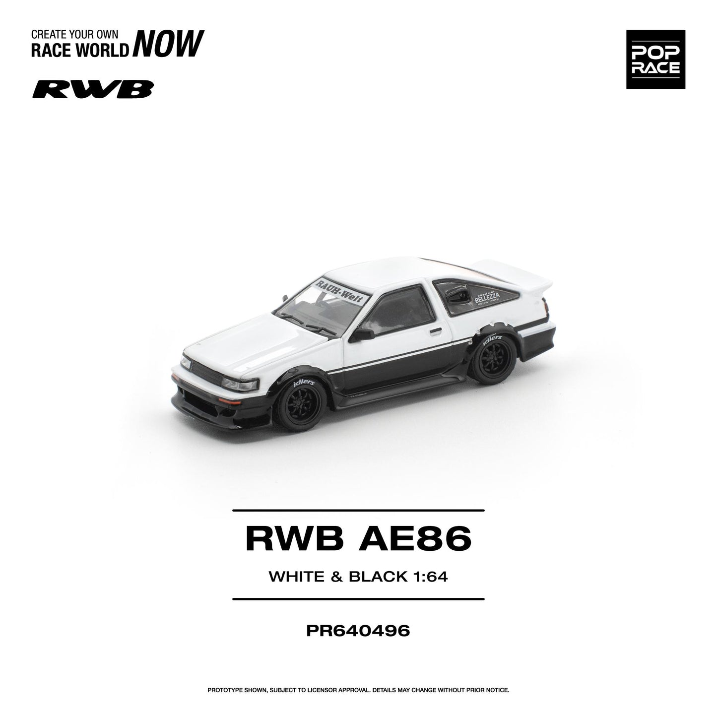 (PRE-ORDER) POPRACE 1:64 RWB AE86 WHITE BLACK PR640496