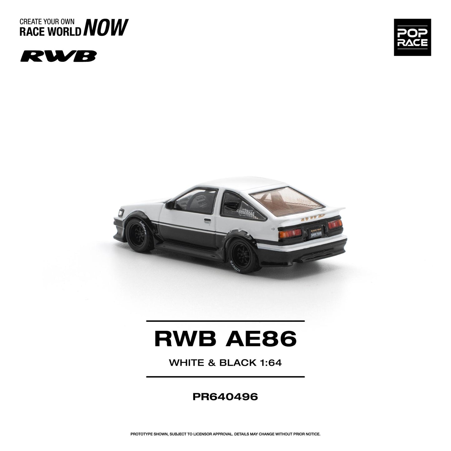 (PRE-ORDER) POPRACE 1:64 RWB AE86 WHITE BLACK PR640496