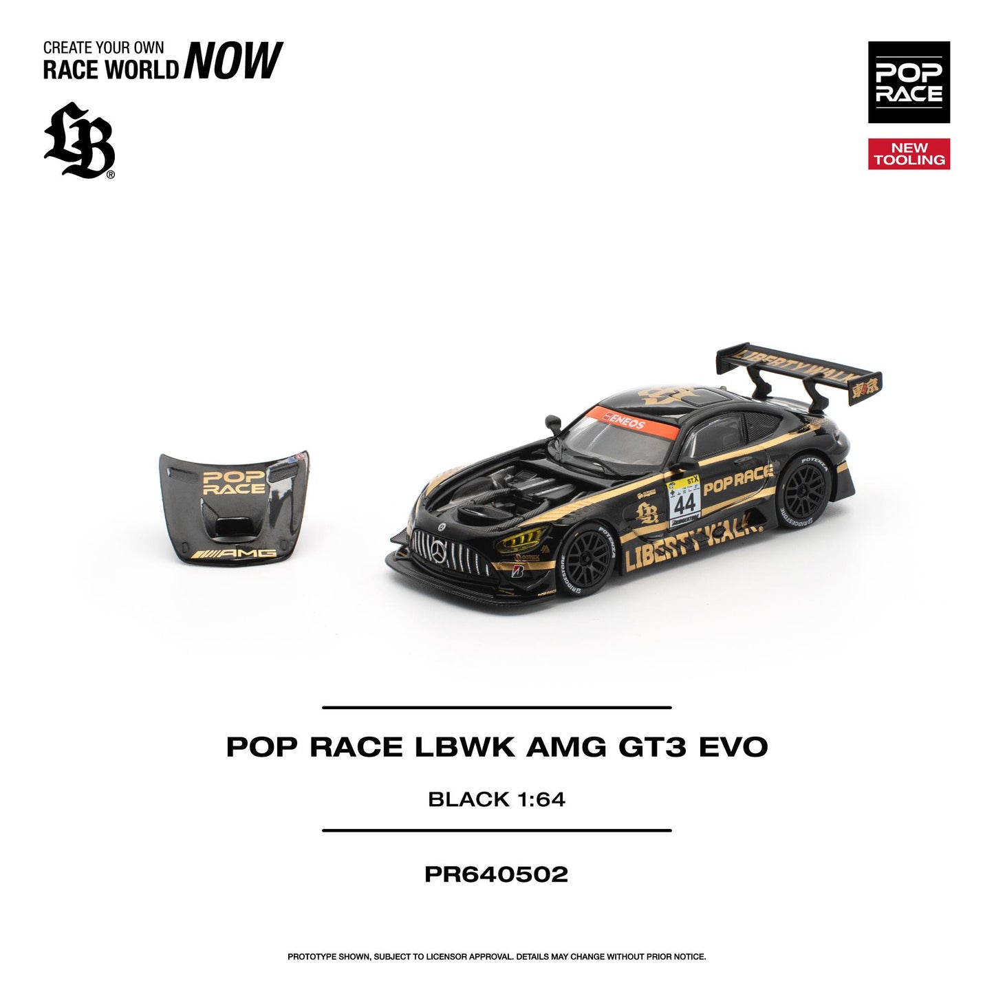 (PRE-ORDER) POPRACE 1:64 POP RACE LBWK AMG GT3 EVO - BLACK PR640502