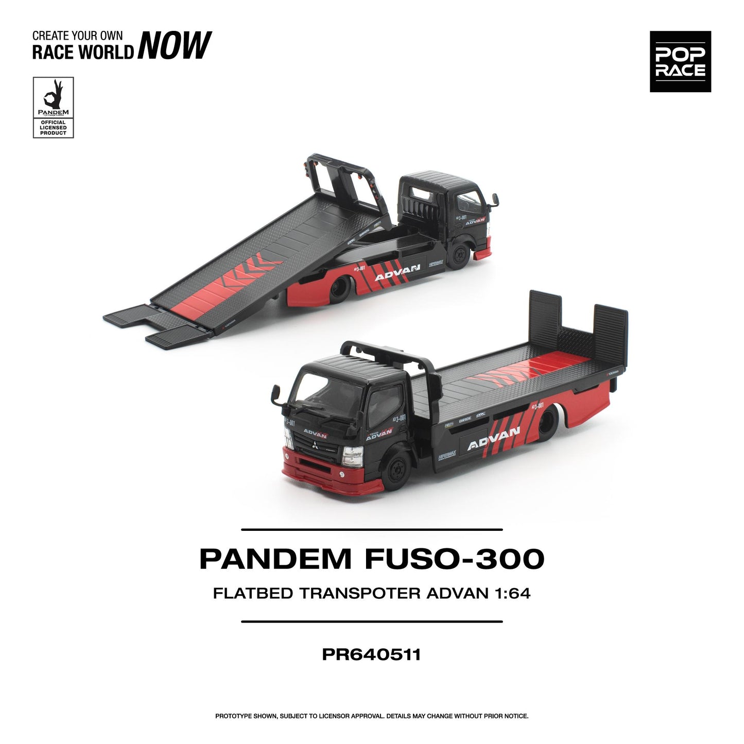 (PRE-ORDER) POPRACE 1:64 PANDEM FUSO 300 FLATBED TRANSPORTER ADVAN PR640511
