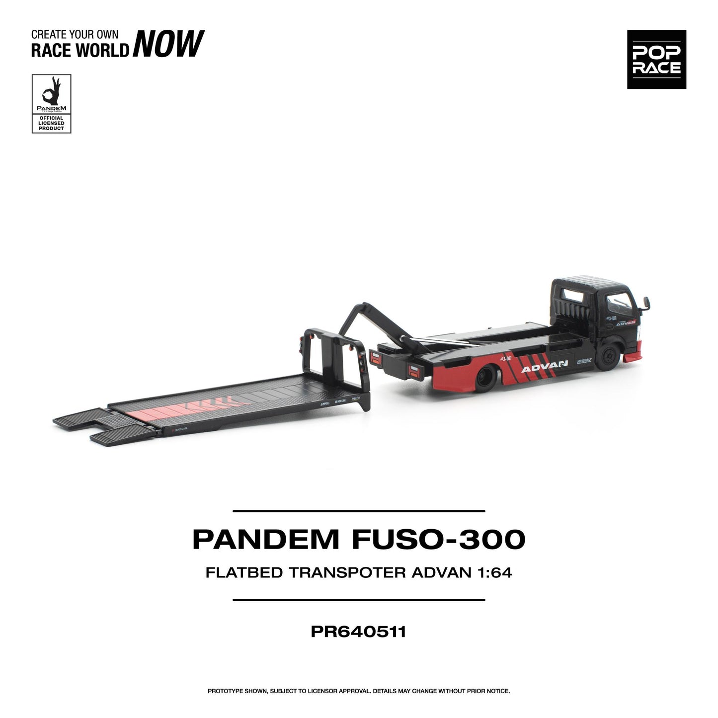 (PRE-ORDER) POPRACE 1:64 PANDEM FUSO 300 FLATBED TRANSPORTER ADVAN PR640511