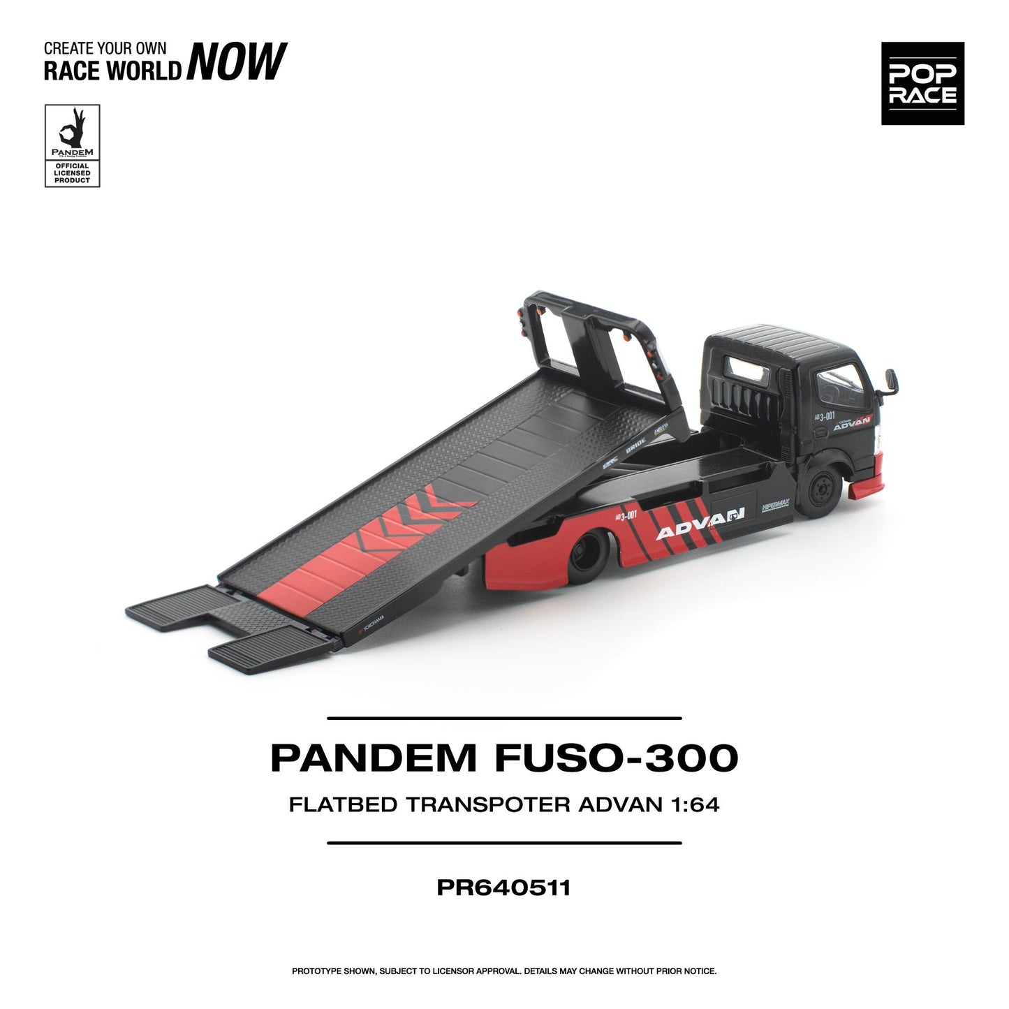 (PRE-ORDER) POPRACE 1:64 PANDEM FUSO 300 FLATBED TRANSPORTER ADVAN PR640511