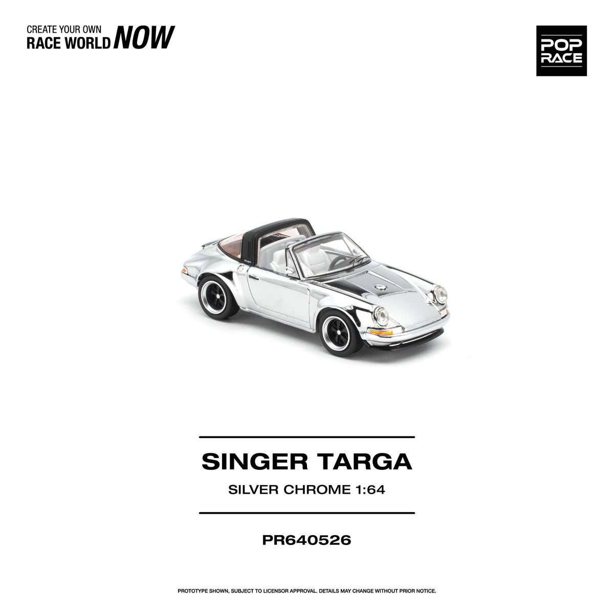 (PRE-ORDER) POPRACE 1:64 SINGER TARGA - SILVER CHROME PR640526