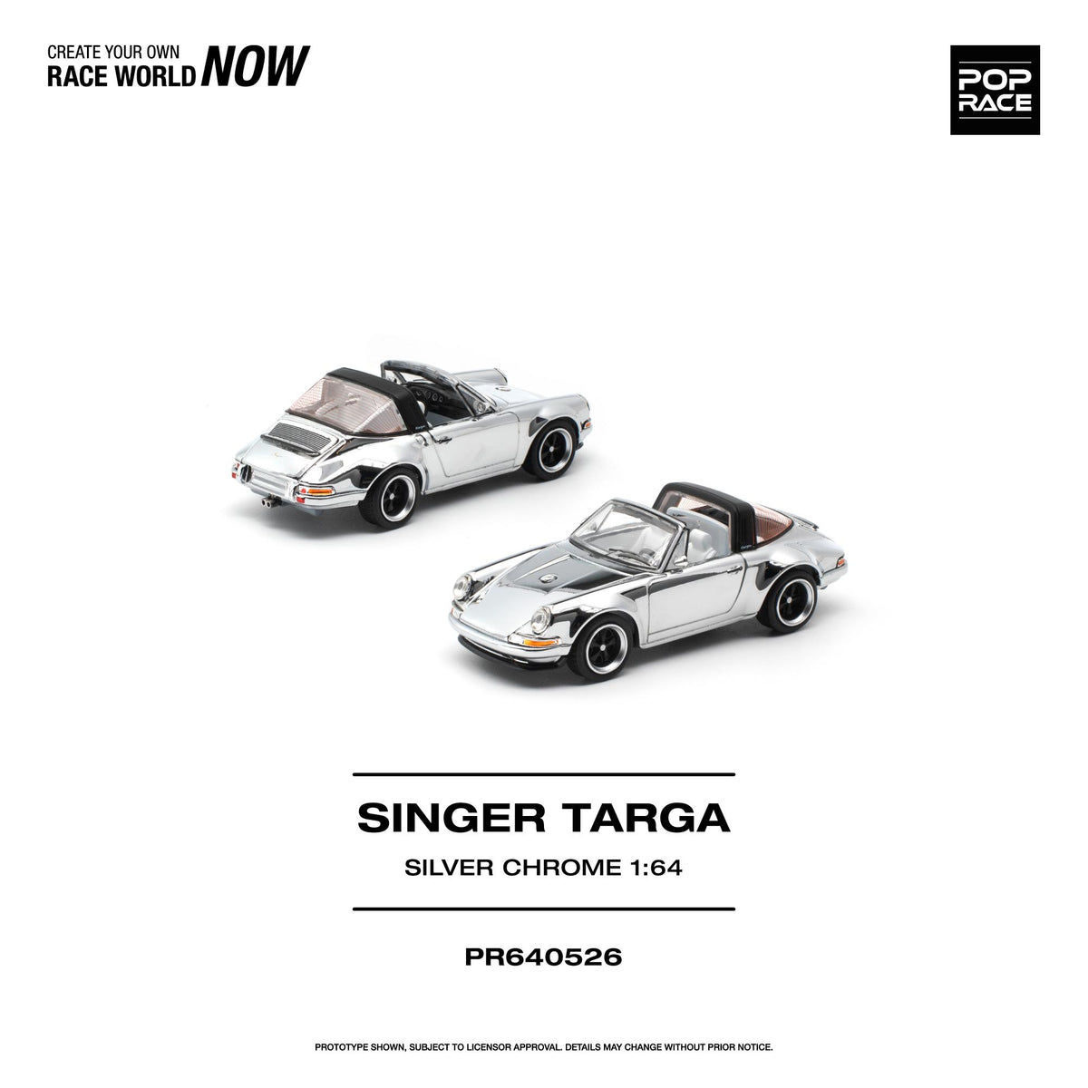 (PRE-ORDER) POPRACE 1:64 SINGER TARGA - SILVER CHROME PR640526