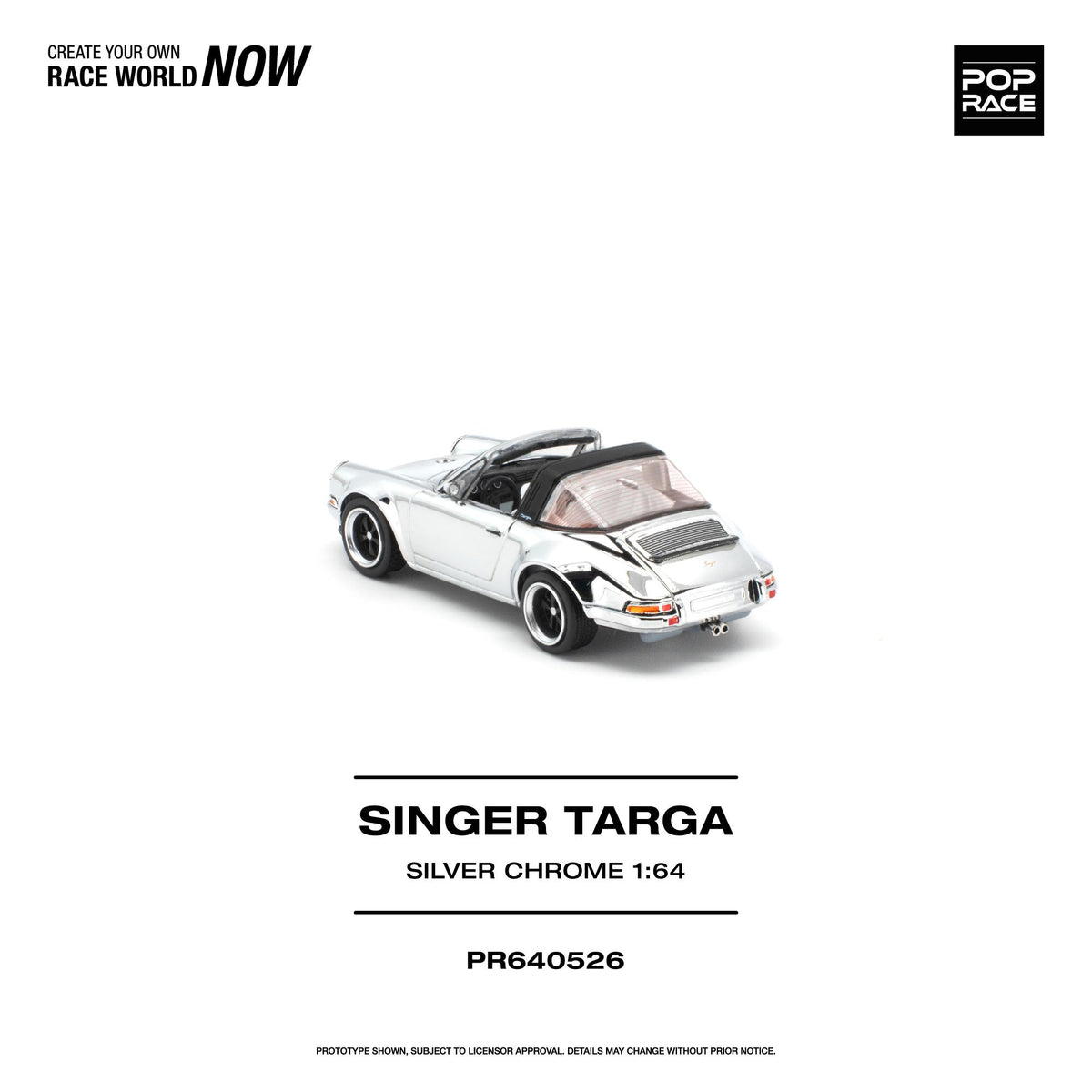 (PRE-ORDER) POPRACE 1:64 SINGER TARGA - SILVER CHROME PR640526