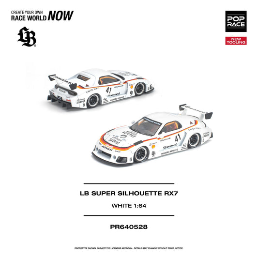 (PRE-ORDER) POPRACE 1:64 LB SUPER SILHOUETTE RX7 (FD3S) WHITE NEW TOOLING PR640528