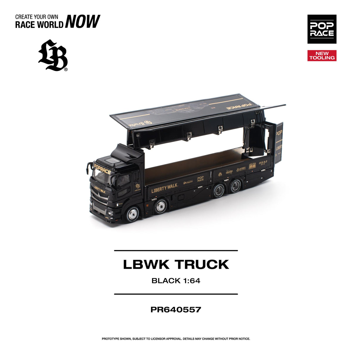(PRE-ORDER) POPRACE 1:64 LBWK TRUCK - BLACK PR640557