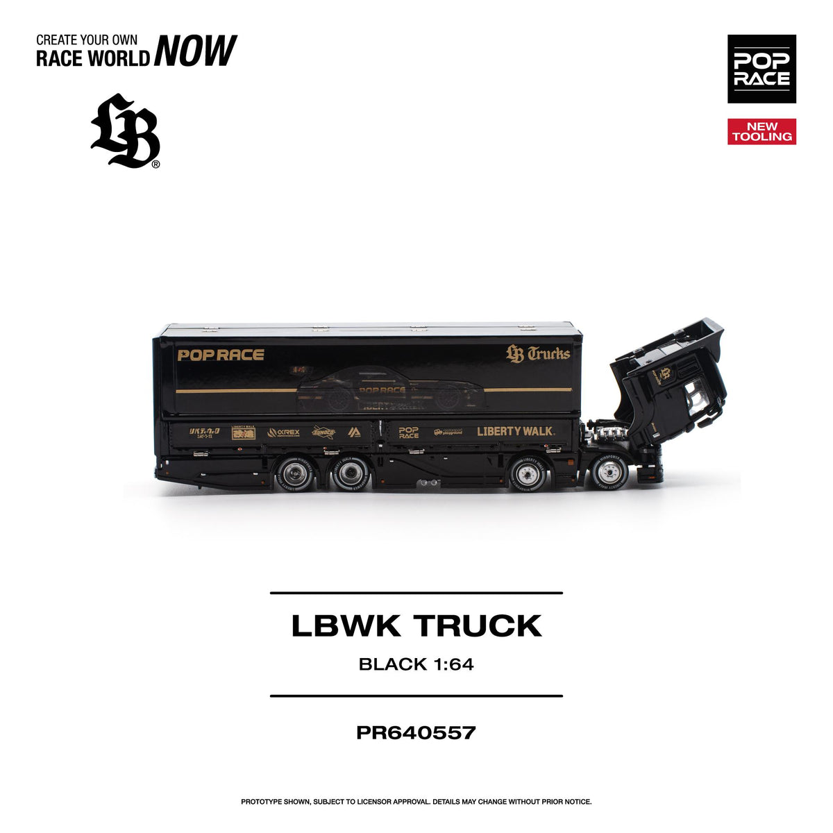 (PRE-ORDER) POPRACE 1:64 LBWK TRUCK - BLACK PR640557