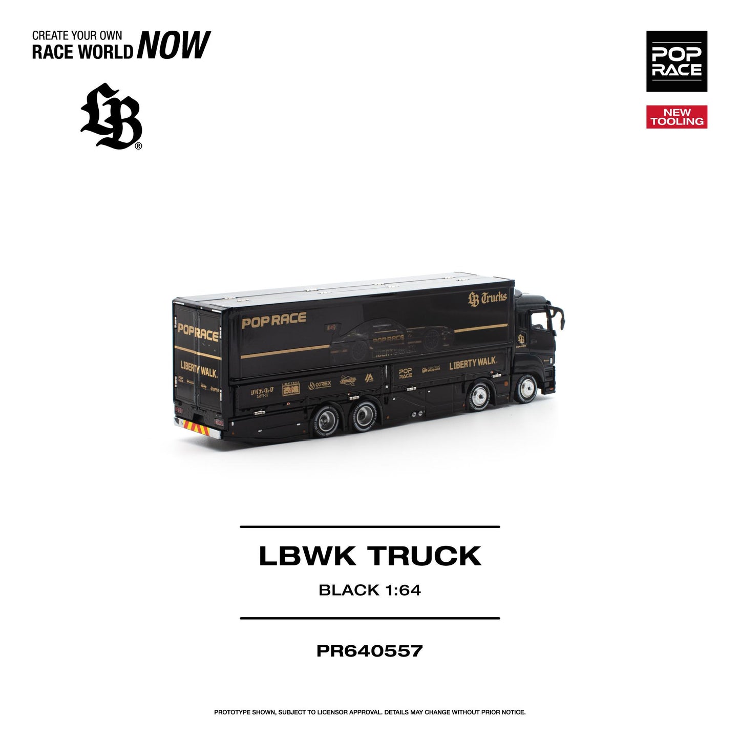 (PRE-ORDER) POPRACE 1:64 LBWK TRUCK - BLACK PR640557