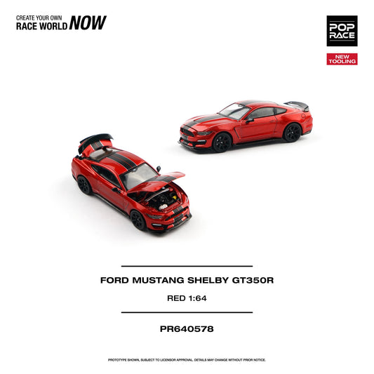 (PRE-ORDER) POPRACE 1:64 FORD MUSTANG SHELBY GT350R RACE RED PR640578