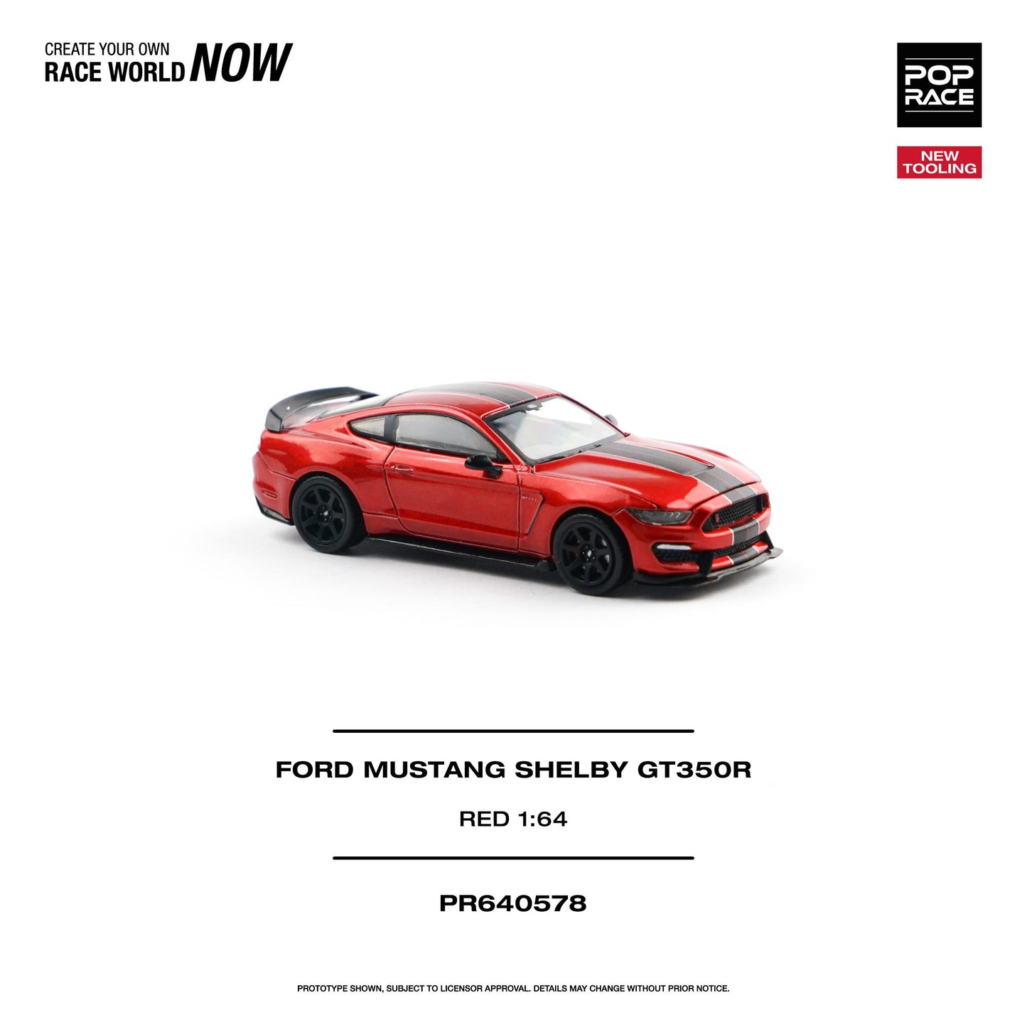 (PRE-ORDER) POPRACE 1:64 FORD MUSTANG SHELBY GT350R RACE RED PR640578