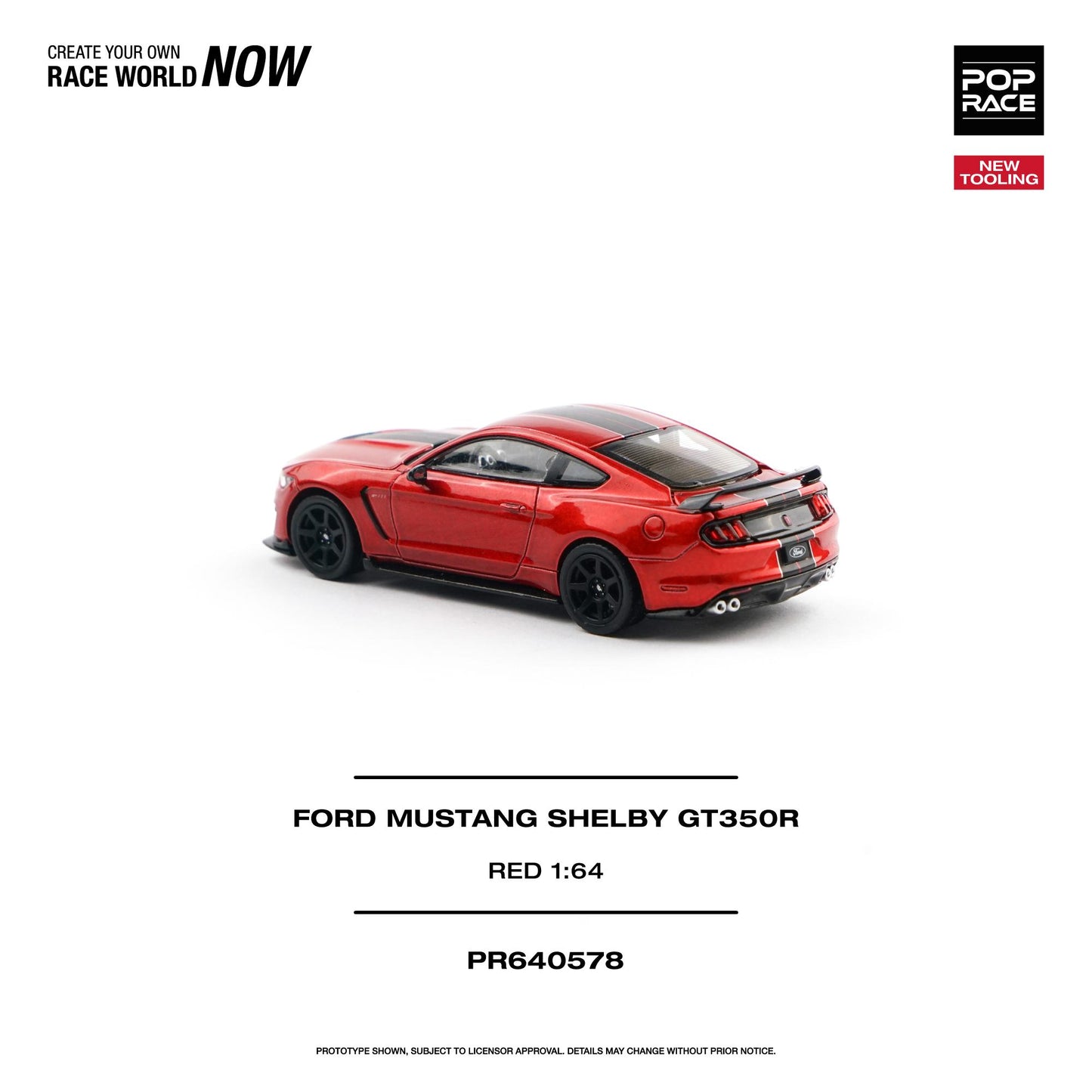 (PRE-ORDER) POPRACE 1:64 FORD MUSTANG SHELBY GT350R RACE RED PR640578