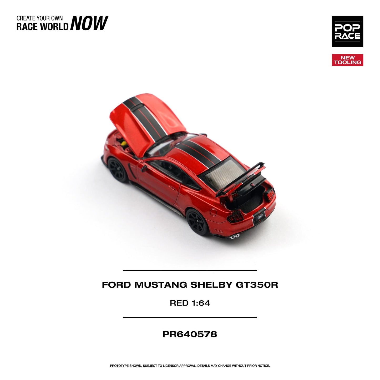 (PRE-ORDER) POPRACE 1:64 FORD MUSTANG SHELBY GT350R RACE RED PR640578