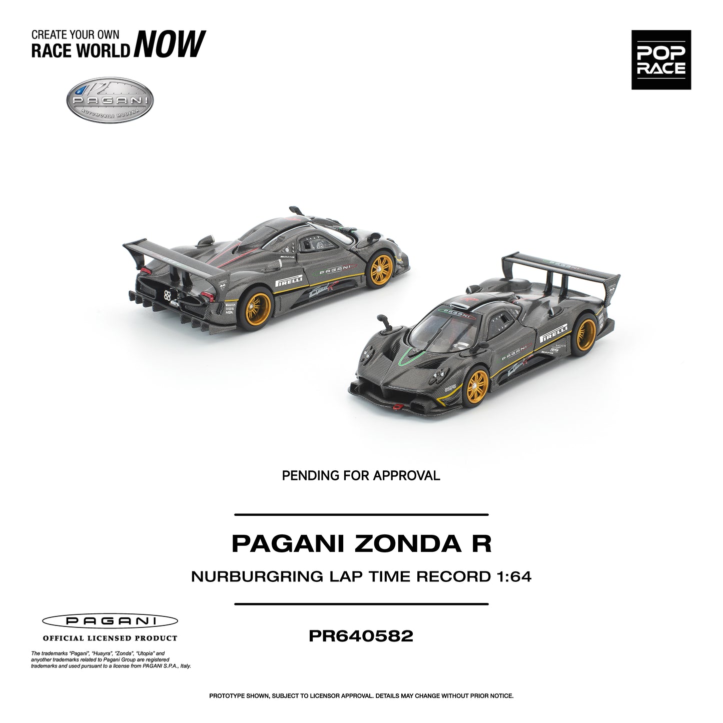 (PRE-ORDER) POPRACE 1:64 PAGANI ZONDA R NURBURGRING LAP TIME RECORD PR640582