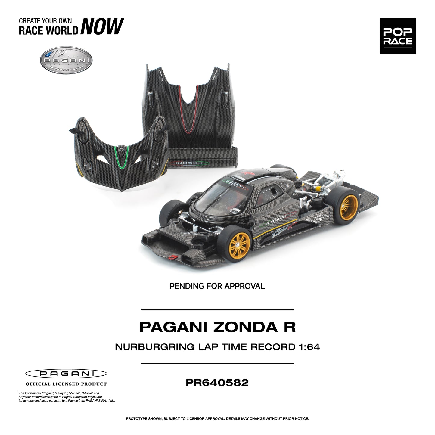 (PRE-ORDER) POPRACE 1:64 PAGANI ZONDA R NURBURGRING LAP TIME RECORD PR640582