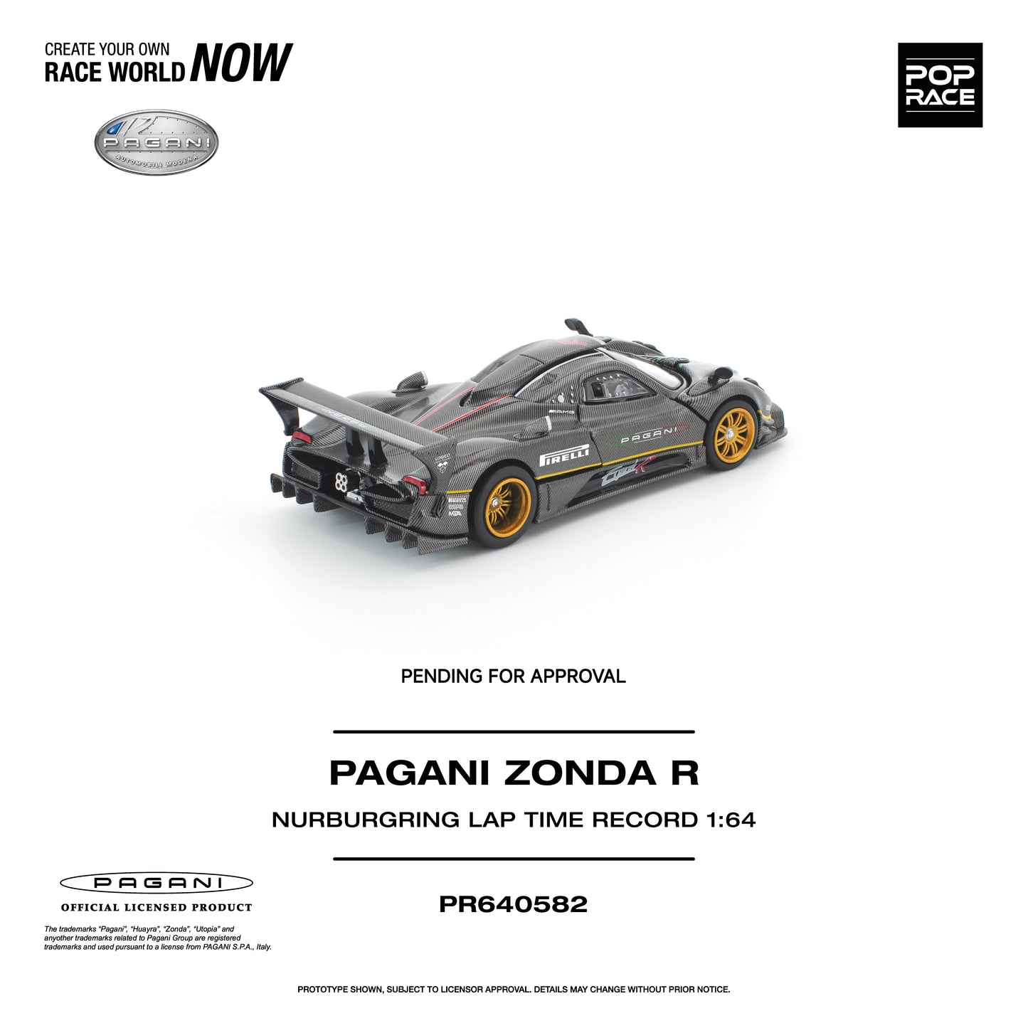 (PRE-ORDER) POPRACE 1:64 PAGANI ZONDA R NURBURGRING LAP TIME RECORD PR640582