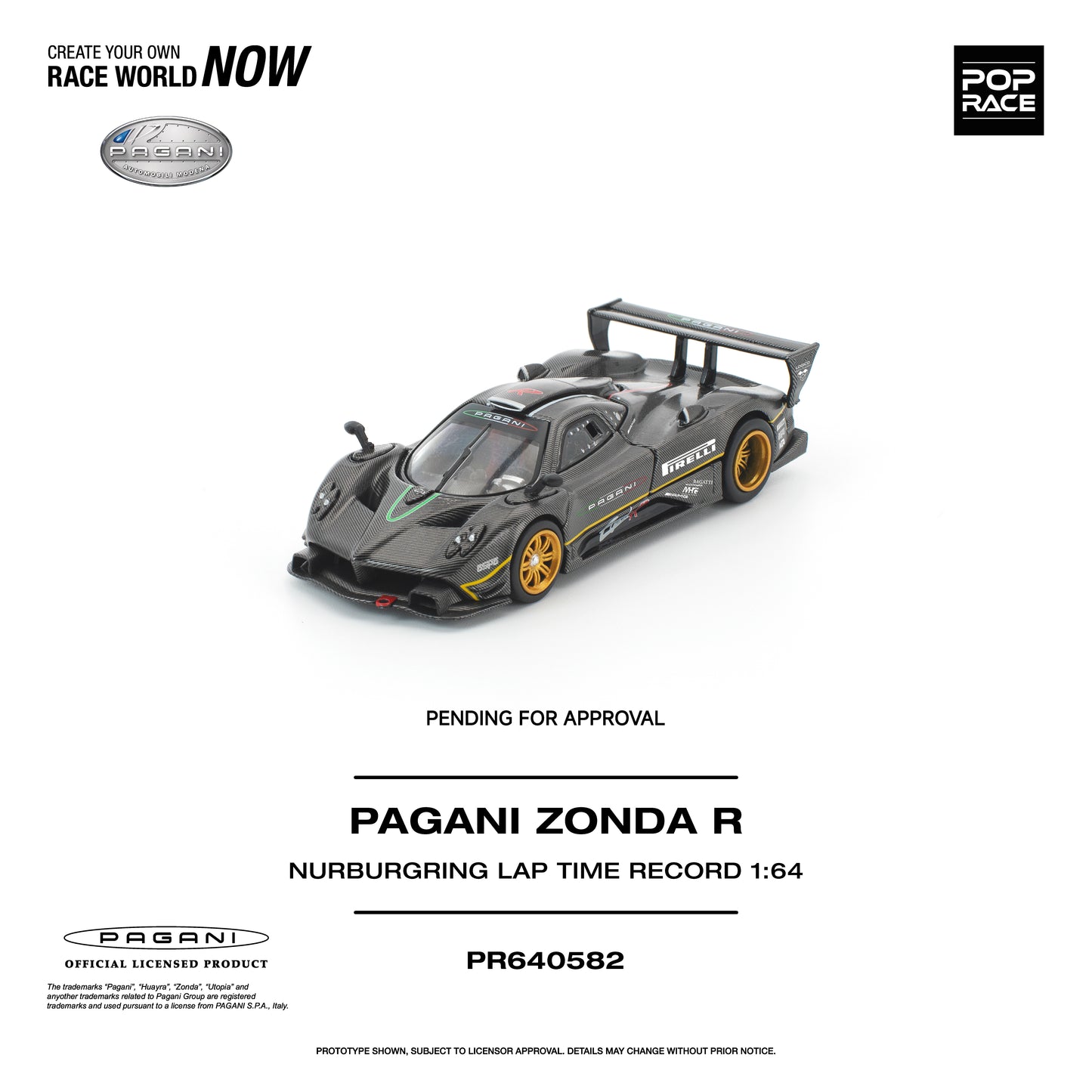 (PRE-ORDER) POPRACE 1:64 PAGANI ZONDA R NURBURGRING LAP TIME RECORD PR640582
