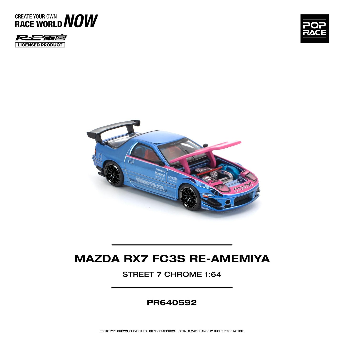 (PRE-ORDER) POPRACE 1:64 MAZDA RX7 (FC3S) RE-AMEMIYA STREET 7 CHROME PR640592
