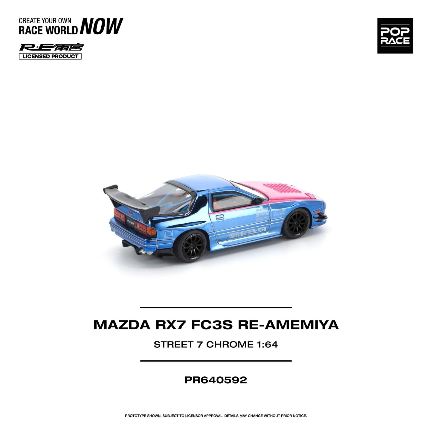 (PRE-ORDER) POPRACE 1:64 MAZDA RX7 (FC3S) RE-AMEMIYA STREET 7 CHROME PR640592