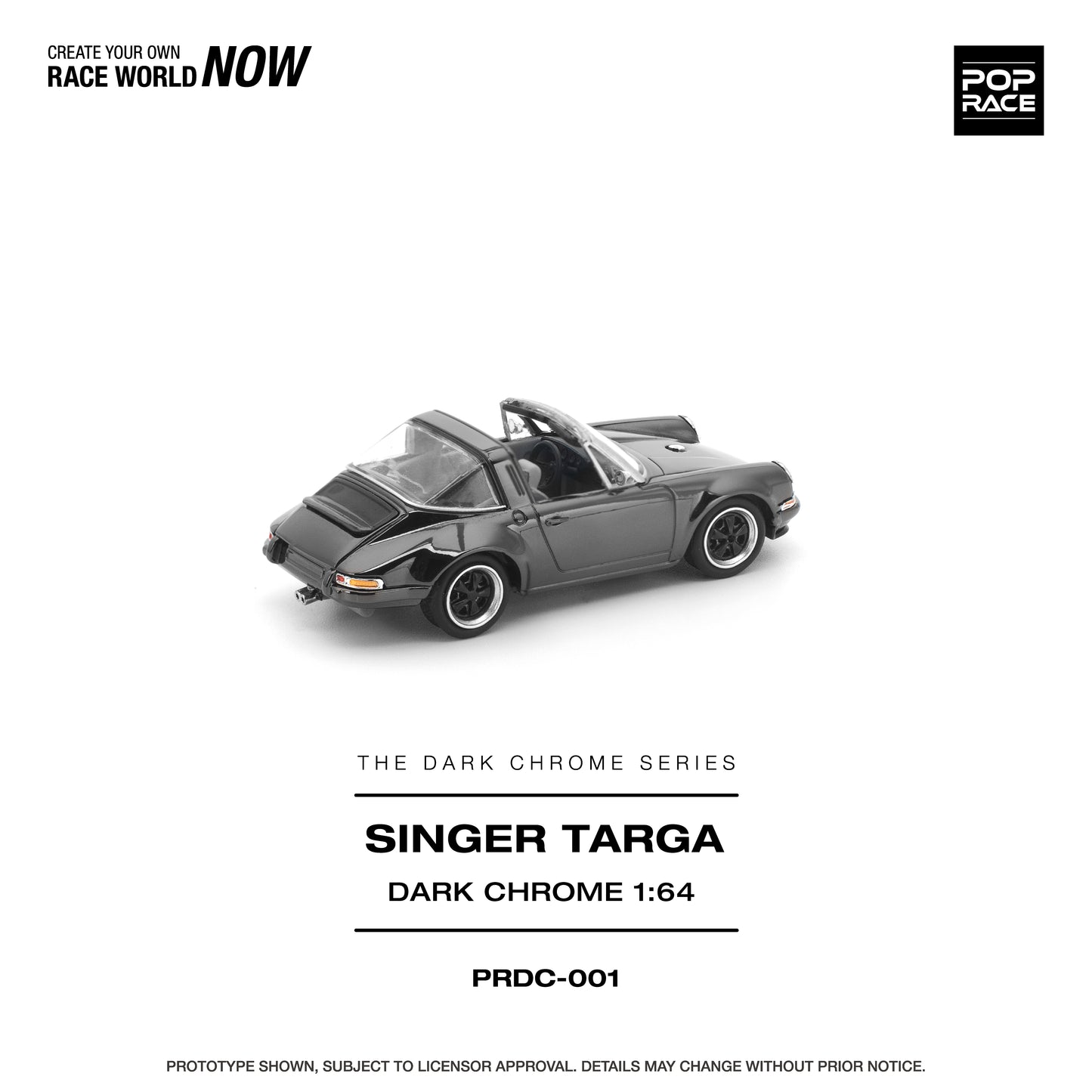 (PRE-ORDER) POPRACE 1:64 SINGER TARGA DARK CHROME PRDC001