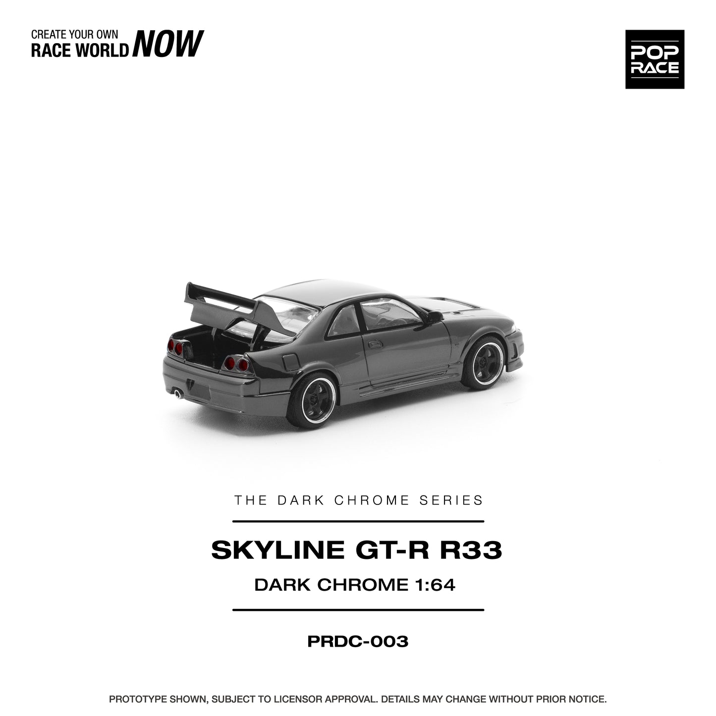 (PRE-ORDER) POPRACE 1:64 R33 GT-R DARK CHROME PRDC003