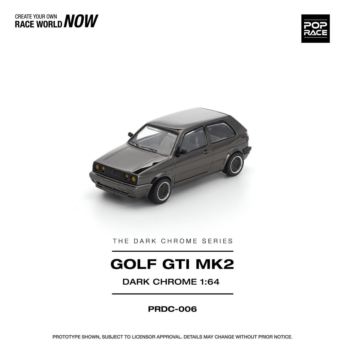 (PRE-ORDER) POPRACE 1:64 GOLF GTI MK2 DARK CHROME PRDC006