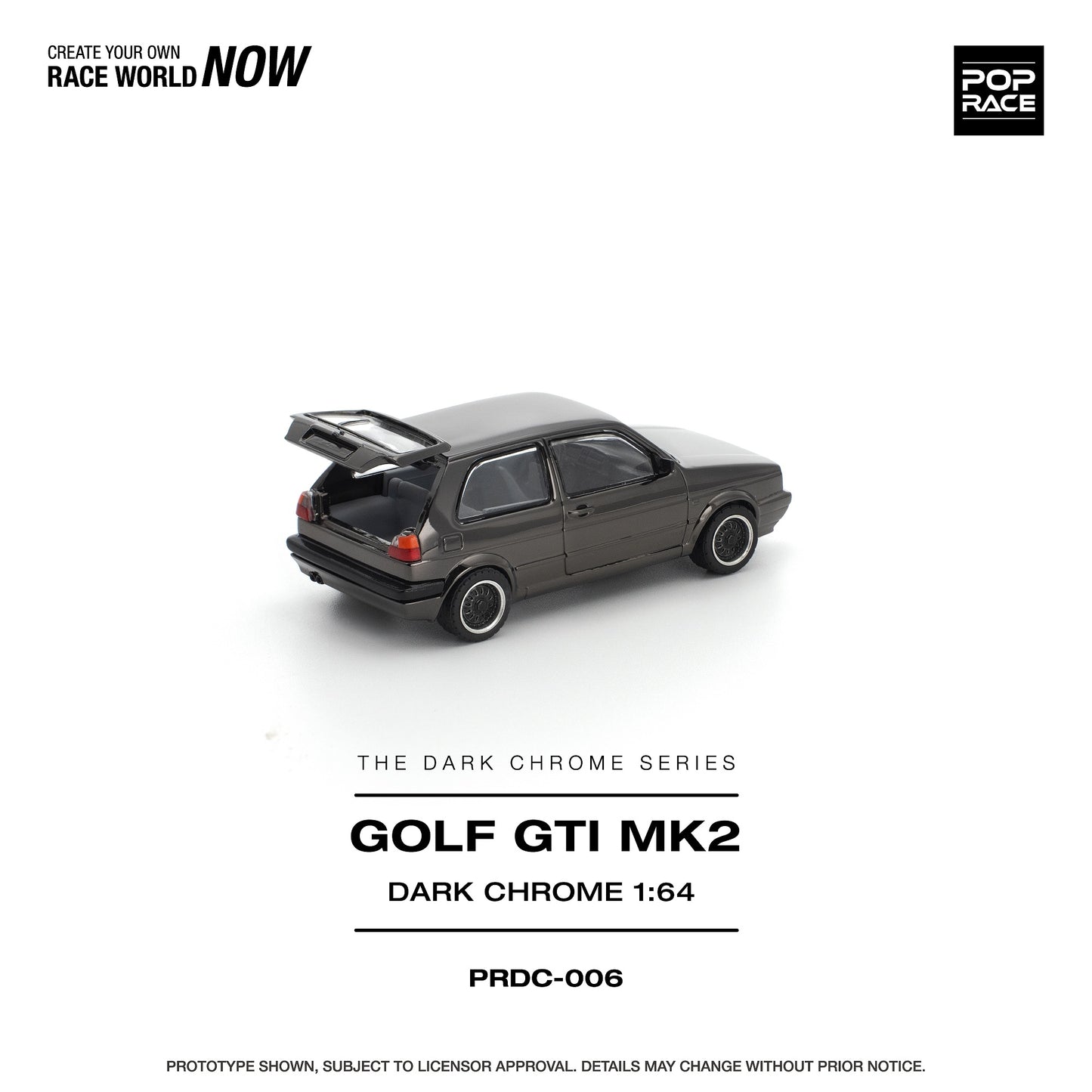 (PRE-ORDER) POPRACE 1:64 GOLF GTI MK2 DARK CHROME PRDC006